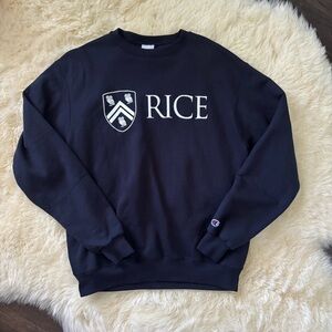 Rice University Navy Blue Champion Unisex Crewneck with Logo